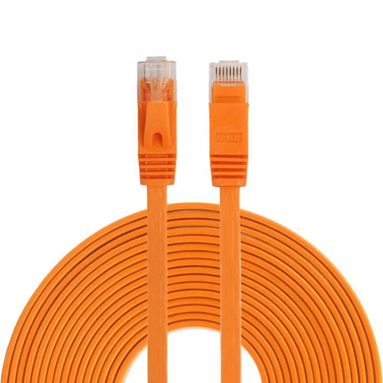 10 Meter CAT6 Ultra-Thin Flat Ethernet Cable for Networking orange flat cable coiled with RJ45 connectors, 1.4mm thin for under-carpet routing