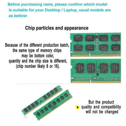 XIEDE 4GB DDR3 Memory Module for Desktop Computer Upgrades showing DIMM chip layout and compatibility note