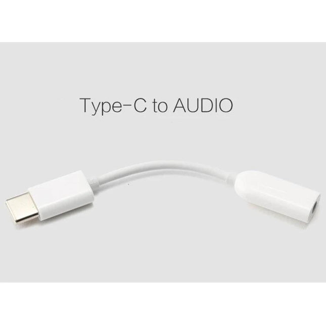 Compact Cable for Daily Smartphone Use on the Go - short white Type-C to audio adapter for charging and data on the move