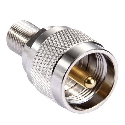 F-Type Female to UHF Male Connector for Antennas and Cables - silver adapter for connecting TV antenna and radio cables