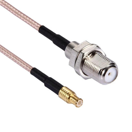 15cm RG316 MCX to F Female Cable for Antennas and Wi-Fi – short coax cable with gold MCX plug and panel-mount F female connector for routers and antennas