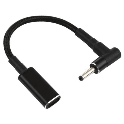Compact USB-C to 3.0mm Elbow Adapter Cable for Device Charging – right-angle braided charging adapter with USB-C female input for tight spaces