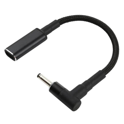 Compact USB-C to 3.0mm Elbow Adapter Cable for Device Charging – right-angle braided cable with USB-C female input for secure charging in tight spaces