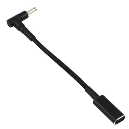 Nylon Braid USB-C to 4.0mm Barrel Adapter Cable for Device Charging, short black braided adapter for travel and tight spaces