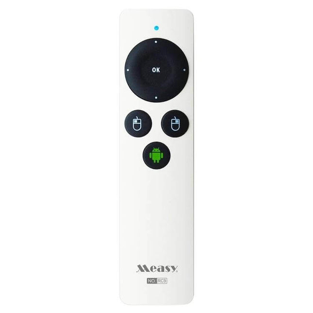 Measy Air Mouse Wireless Keyboard Remote for TV and PC white gyroscope air mouse remote showing navigation and Android button