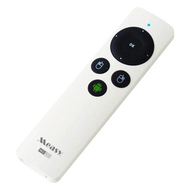 Measy Air Mouse Wireless Keyboard Remote for TV and PC — white air mouse remote with circular touchpad and Android button