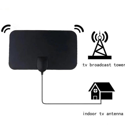 Indoor HDTV Antenna with Amplifier for Clear TV Reception flat indoor antenna with amplifier connected to house for clear local HDTV channels