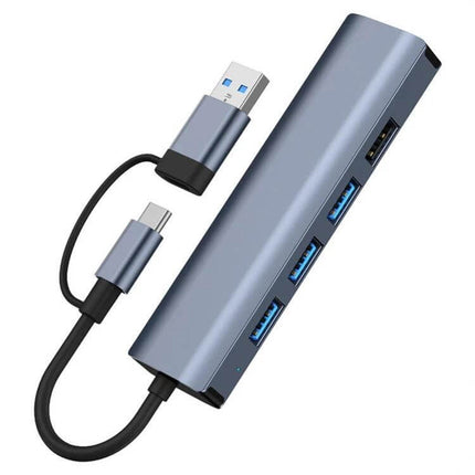 BYL Multifunctional USB-C Docking Station for Versatile Connectivity - compact aluminum hub with multiple USB ports and detachable USB-C/USB-A adapter