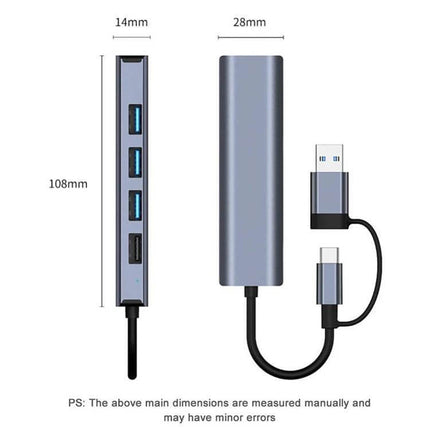 BYL Multifunctional USB-C Docking Station for Versatile Connectivity - compact hub with multiple USB ports and detachable USB-C/USB-A connector