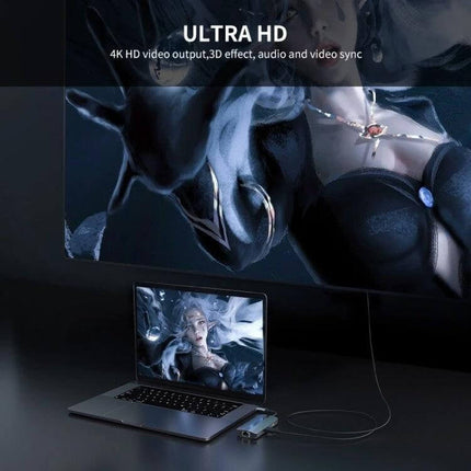 BYL 6-in-1 USB-C Multifunctional Docking Station for Connectivity connecting laptop to 4K monitor, charging and video output