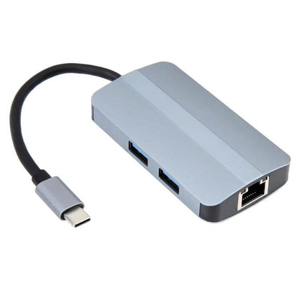 BYL 6-In-1 USB-C Docking Station for Multiple Ports — compact aluminum USB-C hub with dual USB-A and Ethernet ports
