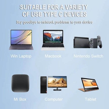 BYL 5-in-1 USB-C Docking Station for Device Connectivity showing compatibility with laptops, MacBook, Nintendo Switch, tablet, PC and Mi Box