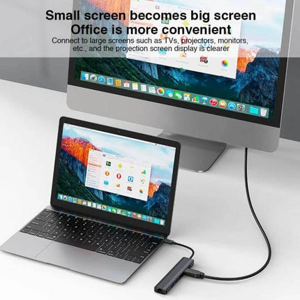 BYL 7-in-1 USB-C Docking Station for Device Connectivity Solutions connecting laptop to external monitor, HDMI display, USB and Ethernet ports