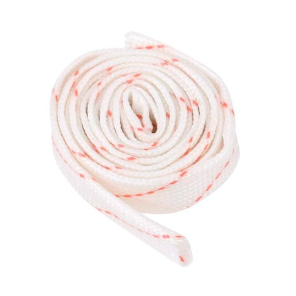 Flexible Insulating Pipe for Electrical Wiring, 6mm x 90cm - glass fiber PVC insulating sleeve rolled white with red tracer, protective wire sleeving