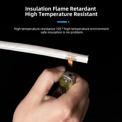 Flexible Insulating Pipe for Electrical Wiring, 6mm x 90cm - glass fiber PVC sleeving shown resisting flame for high temperature insulation