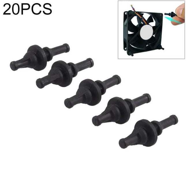 20-Pack Silicone Anti-Vibration Screws for Computer Fans, 29.9mm black silicone dampers for quieter PC fan mounting