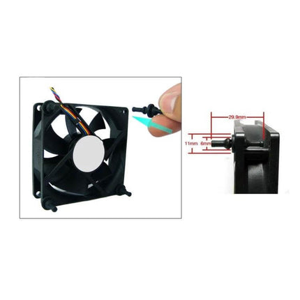 20-Pack Silicone Anti-Vibration Screws for Computer Fans, 29.9mm installed on PC fan to reduce noise and vibration