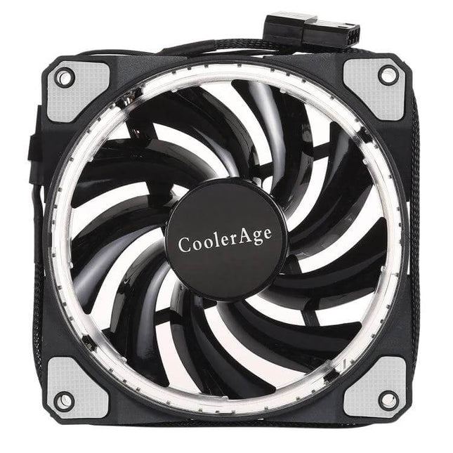 12cm Color LED Chassis Fan for Quiet Desktop Cooling - black CoolerAge 12cm fan with LED ring and low-noise blades