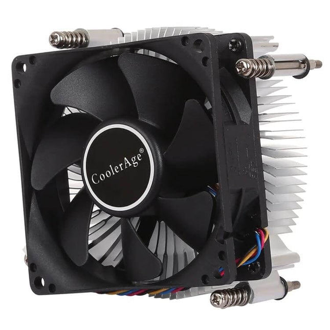 Aluminum CPU Cooler with Silent Fan for Desktop Computers showing black fan and thickened aluminum heatsink