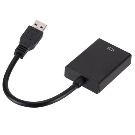 USB 3.0 to HDMI Adapter Cable for Connecting to Displays, black compact adapter with USB-A to HDMI box for 1080p presentations