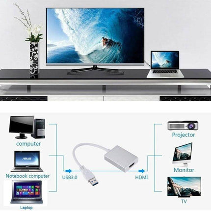 USB 3.0 to HDMI Adapter Cable for Connecting to Displays - laptop to HDTV and projector 1080p display