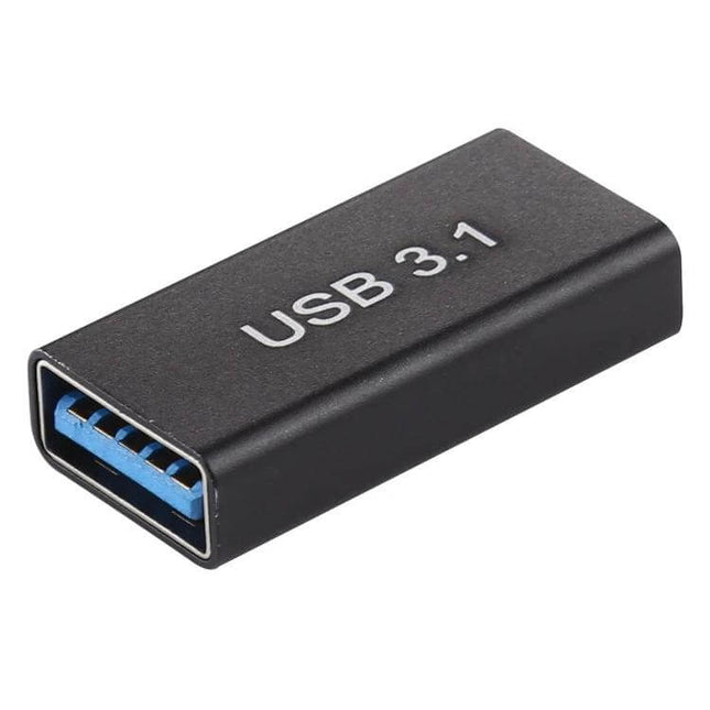 Aluminum Alloy Type-C to USB 3.0 Female Adapter for Connectivity, compact black USB 3.1 female adapter with aluminum housing