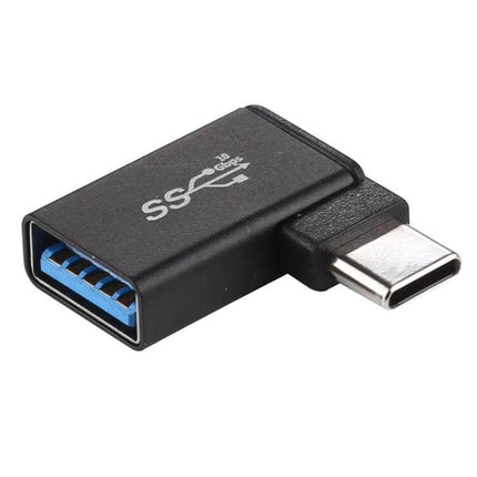 USB-C to USB 3.2 Female Adapter for Device Connections - compact black aluminum alloy USB-C to USB 3.0 adapter for flash drives and external HDDs
