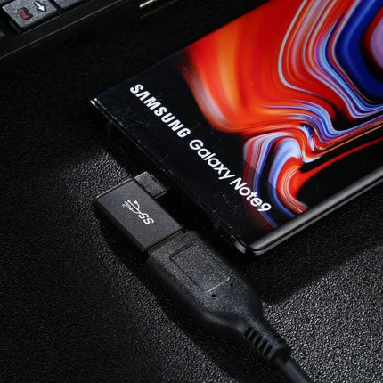 USB-C to USB 3.2 Female Adapter for Device Connections - compact aluminum alloy adapter linking USB-C phone to USB 3.0 flash drive for fast file transfers