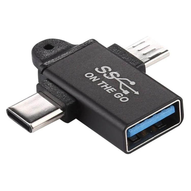 Aluminum Alloy USB 3.0 Adapter for Type-C and Micro Devices - durable aluminum alloy OTG adapter for file transfer and charging