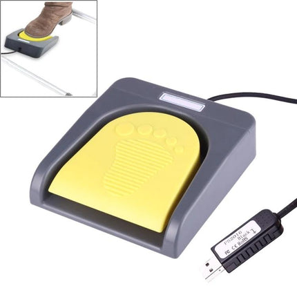 PCsensor USB Foot Switch for Gaming and Computer Control - hands-free USB foot pedal with yellow tread for gaming, testing, and accessibility