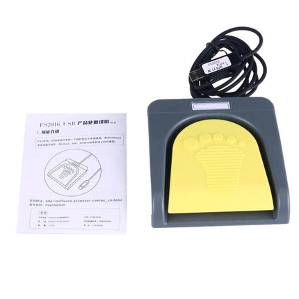 PCsensor USB Foot Switch for Gaming and Computer Control - yellow single-pedal USB foot switch with instruction manual and cable