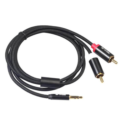 REXLIS 3.5mm to Dual RCA Audio Cable for Device Connections, 1.8m - braided tinned copper cable with gold-plated connectors for smartphones to amps