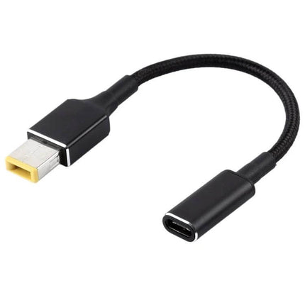USB-C Charging Cable for Lenovo Laptops with Square Plug — 100W braided short adapter cable for travel and tight spaces
