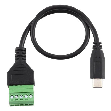 USB-C to 5-Pin Terminal Adapter Cable, 30cm, Solder-Free - Type-C male to 5-pin green screw terminal cable for DIY electronics
