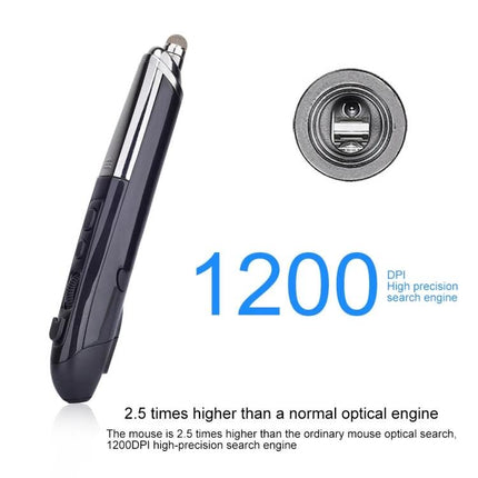 Wireless Optical Mouse with Stylus and Laser Pointer in pen-style design, 1200 DPI high-precision optical sensor for presentations and navigation