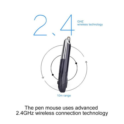 Wireless Optical Mouse with Stylus and Laser Pointer compact pen design with 2.4GHz wireless range for presentations and annotations