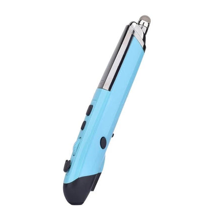 Wireless Optical Mouse with Stylus and Laser Pointer in blue pen-style design for presentations, navigation, and annotation