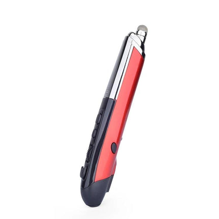 Wireless Optical Mouse with Stylus and Laser Pointer in red pen design for presentations, navigation, and annotation