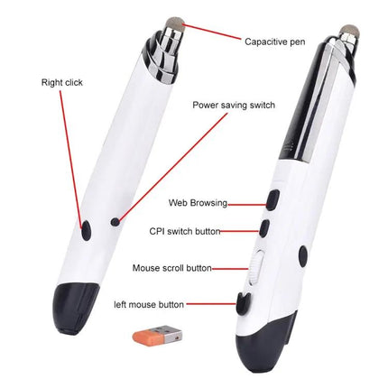 Wireless Optical Mouse with Stylus and Laser Pointer