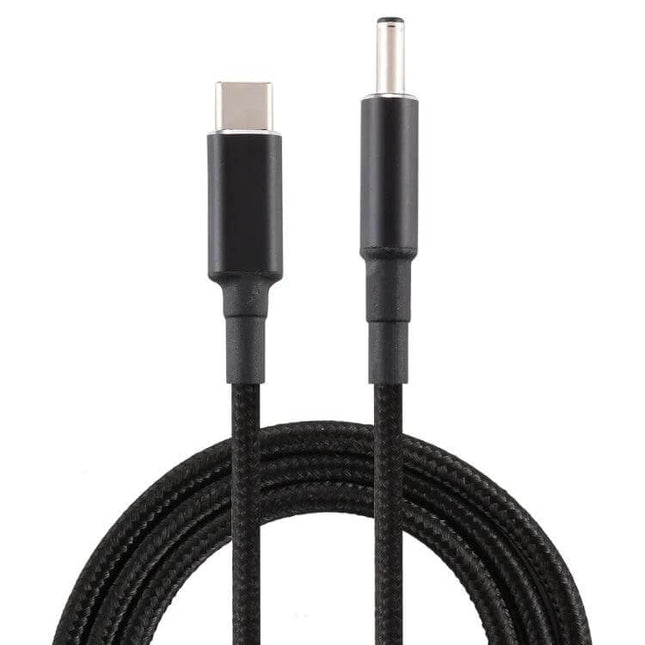 USB-C Charging Cable Adapter for 4.5x3.0mm Devices braided black cable with USB-C to 4.5x3.0mm plug for travel and daily charging
