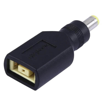 5.5 x 2.5mm Male to Big Square Female Laptop Power Adapter black plastic travel power plug adapter