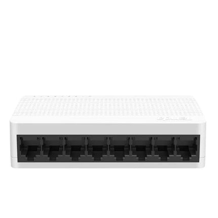 Tenda 8-Port Network Switch for Connecting Home Devices showing eight Ethernet ports on a compact white plug-and-play switch