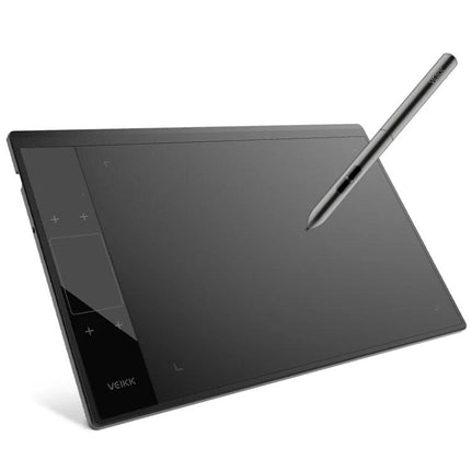 VEIKK 10x6 Inch Graphic Tablet for Digital Drawing with stylus showing active drawing area and shortcut keys