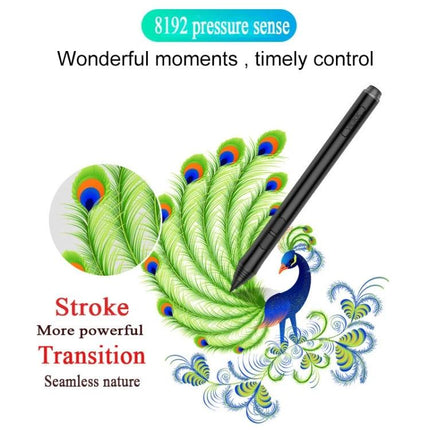 Veikk A50 10x6 Inch Graphic Tablet for Digital Drawing - pen drawing peacock with 8192 pressure sensitivity and seamless stroke transition