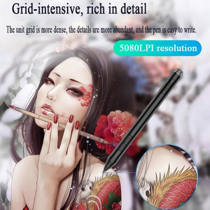 Veikk A50 10x6 Inch Graphic Tablet for Digital Drawing - pen tablet showing stylus and detailed anime-style illustration, 5080LPI resolution
