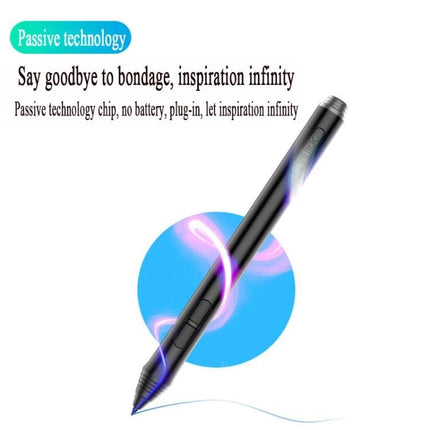 Veikk A50 10x6 Inch Graphic Tablet for Digital Drawing - passive electromagnetic pen showing responsive, battery-free stylus with plug-in disabled touch option