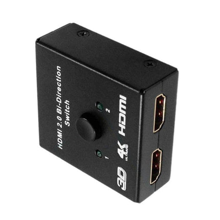 BSY 4K HDMI Switcher for Connecting Two Devices to One Display - compact black 2-input HDMI switch with button and 4K 3D support