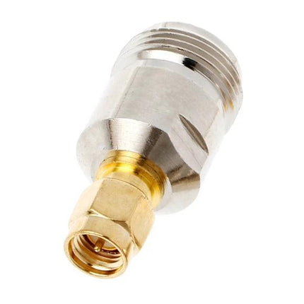 Two Pack SMA Male to N Female Coaxial Connectors for Radio Frequency Applications - gold plated alloy SMA male to N female RF adapter, 50 ohm
