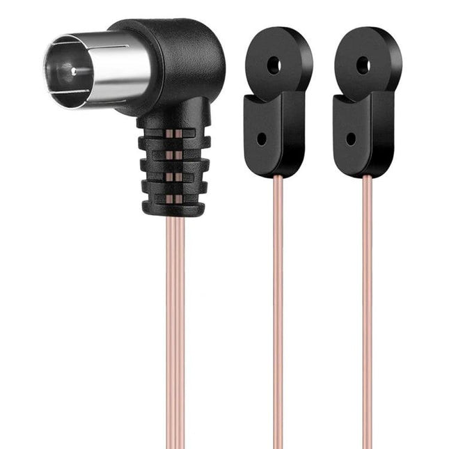 2-Meter FM Dipole Antenna for Improved Radio Reception - right-angle male connector with twin loop mounting leads for indoor FM reception