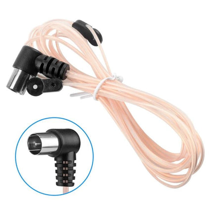 2-Meter FM Dipole Antenna for Improved Radio Reception - beige FM dipole antenna cable with right-angle connector for home, office, garage use